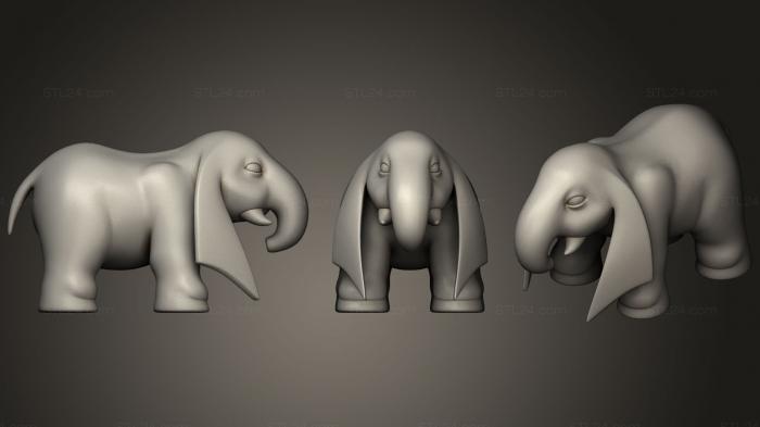 Статуэтки животных (Мультяшный Слоник152, STKJ_1677) 3D модель для ЧПУ станка